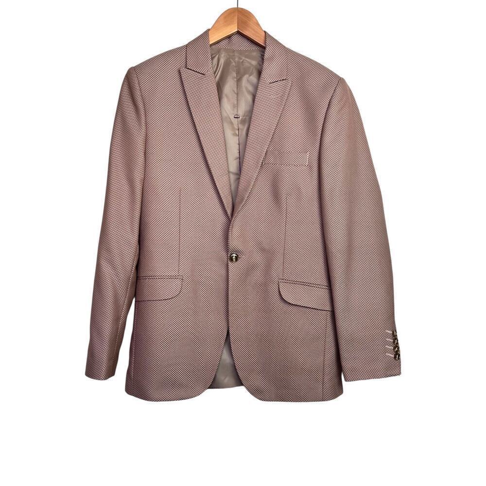 JEAN COURCEL Paris Textured Cotton Blend Blazer in Brown Tailored Jacket Size 46
